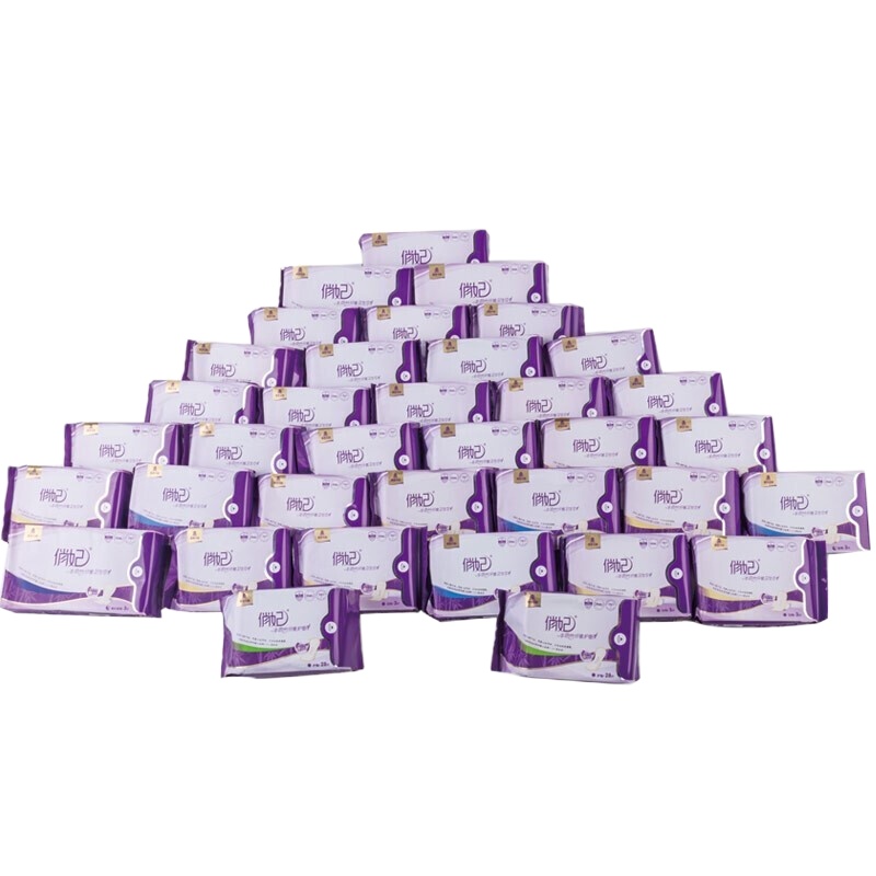 爱善天使 俏妃本色竹纤维负离子卫生巾薄棉柔日用夜用护垫组合薄礼盒装半年套装