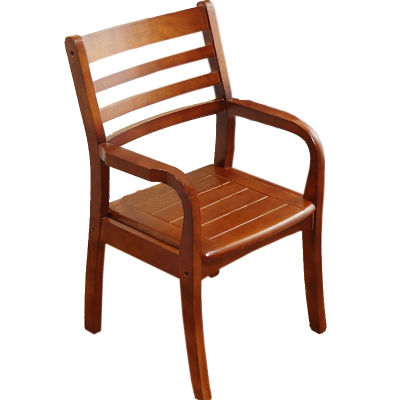 战兵卫 家用办公椅带扶手靠背书桌椅特价休闲椅胡桃色敬老院实木老人椅 205#胡桃色42公分坐高