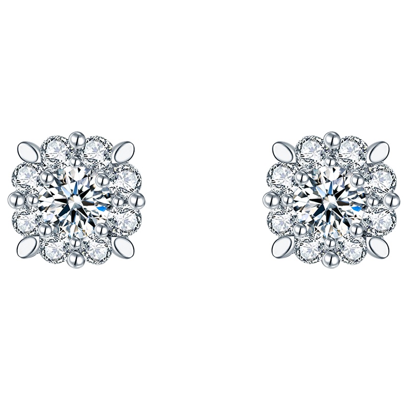 佐卡伊 触电的花火 设计感18K金钻石耳钉结婚耳钉女真钻气质耳饰礼物