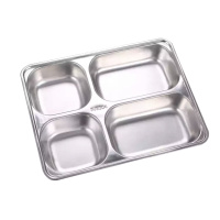 304不锈钢分格餐盘四格(无盖)28.3*22.1*4.2cm 350g (10个起售)