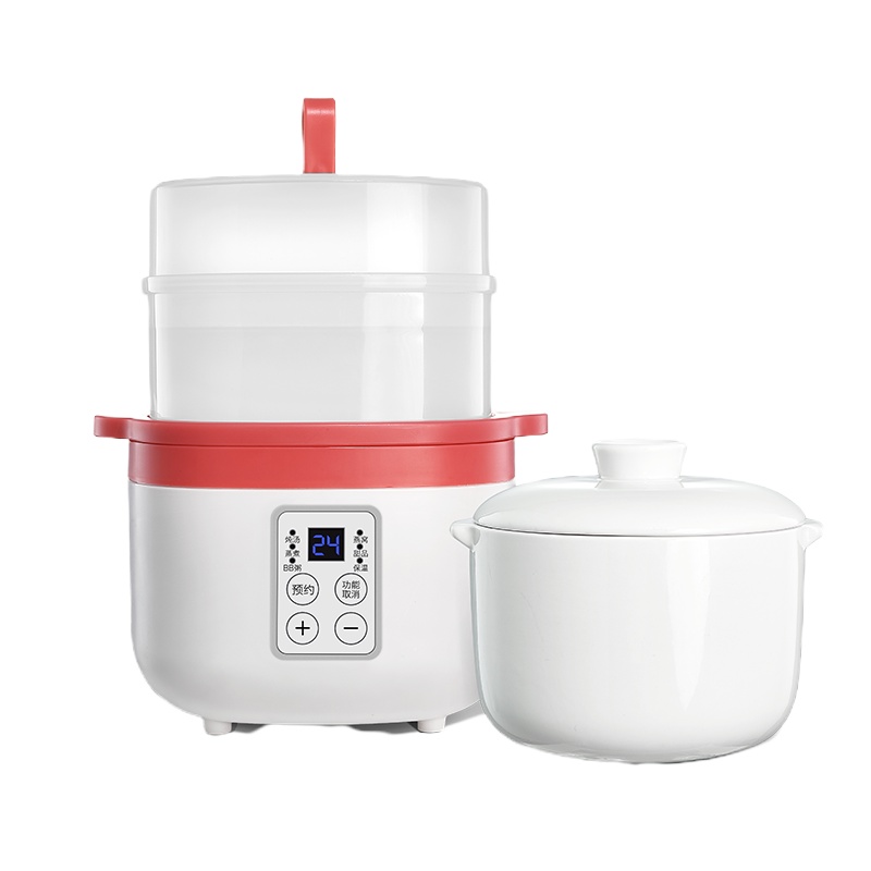 babycare婴儿电炖锅辅食锅宝宝多功能陶瓷煲煮饭粥bb煲儿童小炖锅杜巴利红