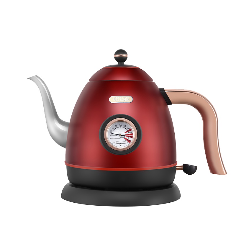 诺斯凯其(NOSSCACH)NS-E6F手冲咖啡壶热水壶家用办公室复古带温度计烧水壶 304 不锈钢开水壶 0.8 黑色