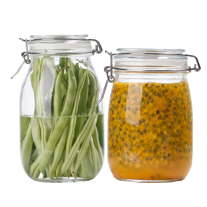 喜碧 潘多拉系列1.1L+1.8L密封罐玻璃瓶子带盖食品储物罐头家用腌制蜂蜜罐柠檬泡菜坛子 两只装