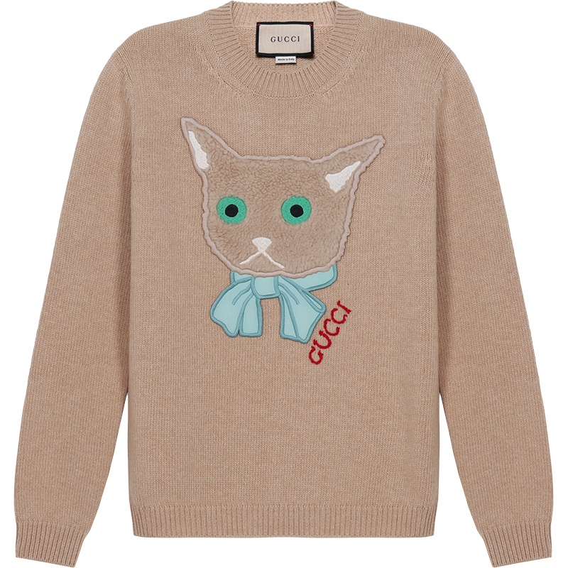 古驰 GUCCI 女士羊毛圆领长袖针织衫羊毛衫毛衣662173 XKBYI