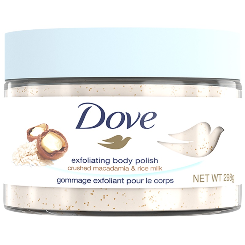 多芬(Dove)冰激凌身体磨砂膏乳霜 夏威夷果碎和米浆298g 全身去角质 滋润保湿 搓泥宝