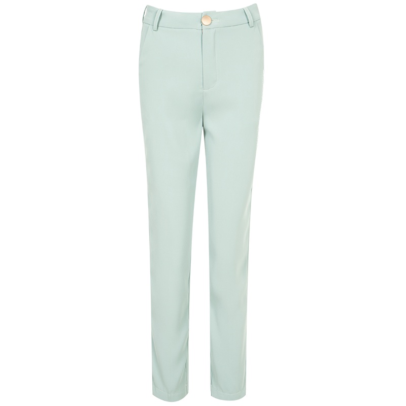 晚白2021春季新品简约通勤纯色高腰修身显瘦常规百搭休闲裤西裤女