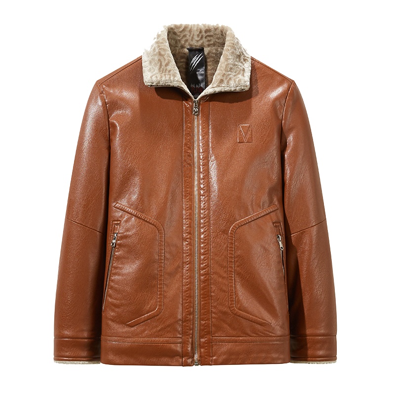 花花公子冬季新款翻领时尚皮毛一体男款外套士皮衣时尚休闲皮夹克时尚皮