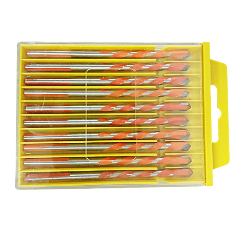 霸王钻多功能三角麻花钻头阿斯卡利玻璃瓷砖水泥墙壁合金电钻打孔器转头 6mm十支装