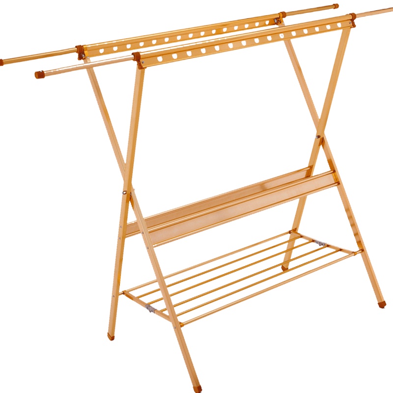邦禾 太空铝X型晾衣架落地 折叠阳台晒衣架单双杆式 升降晒被子架