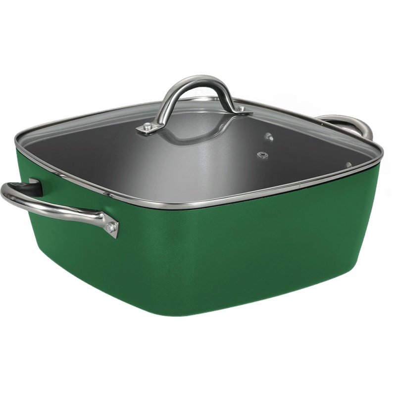 炊大皇博雅多用锅不粘汤锅蒸锅油炸锅火锅电磁炉通用合金锅(墨黛绿)TG28BY-1