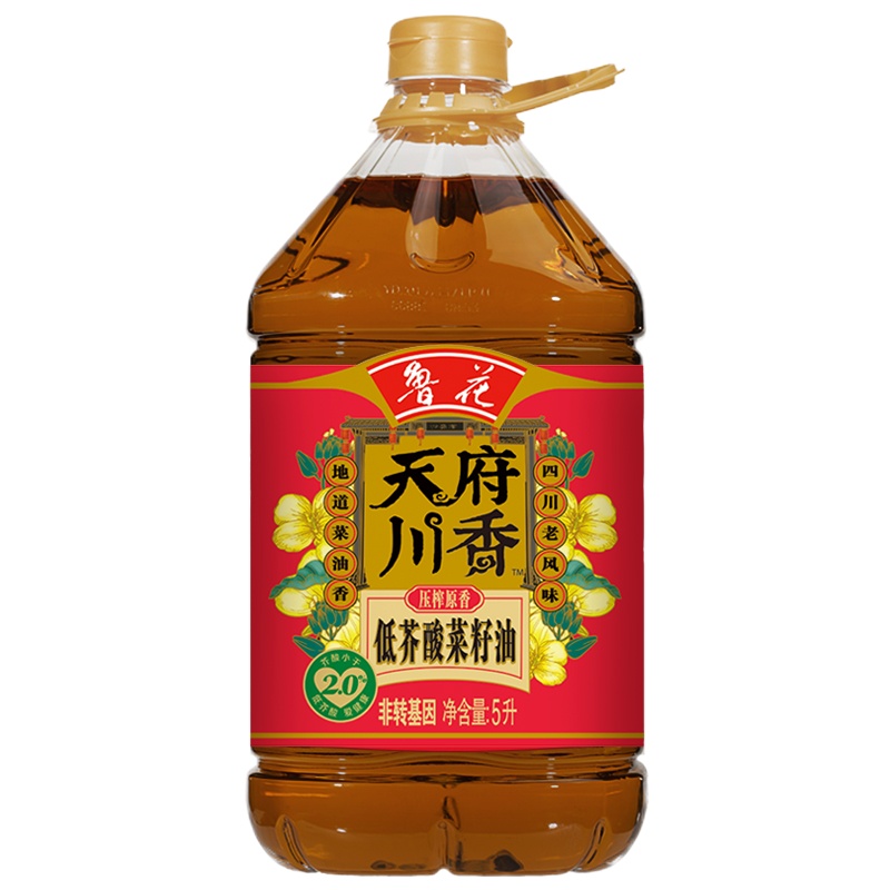 鲁花 食用油 天府川香低芥酸菜籽油 5L 非转基因 四川老味道 地道菜油香