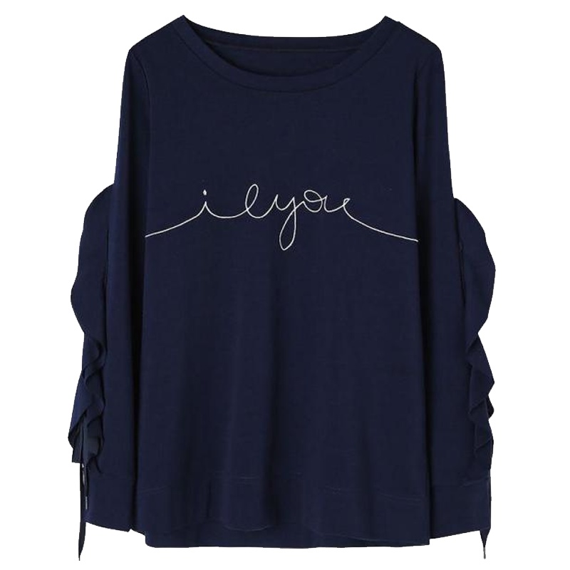 【专柜同款】拉贝缇卫衣宽松秋冬季藏青色丧系女装外套港味套头薄款潮60007242