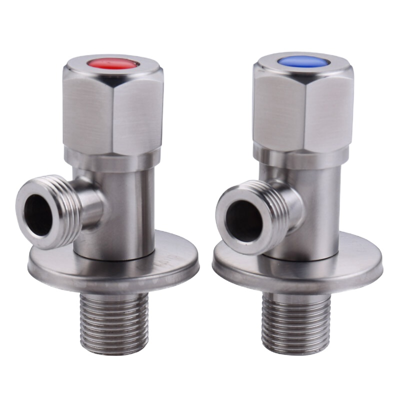 箭牌 AE5204TZ-JZ 304不锈钢加厚三角阀套装 冷热分开止水阀红蓝标 国标4分进出水口 1冷+1热 单位:个