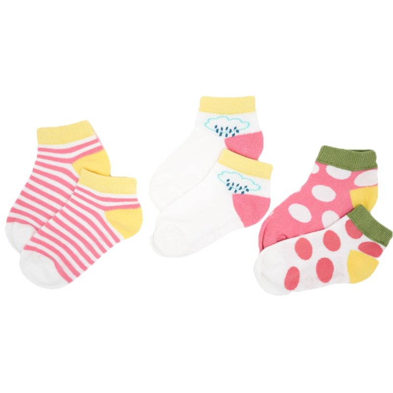 丽婴房男女宝宝保暖舒适短袜儿童中小童条纹袜子3双装 2020春新款