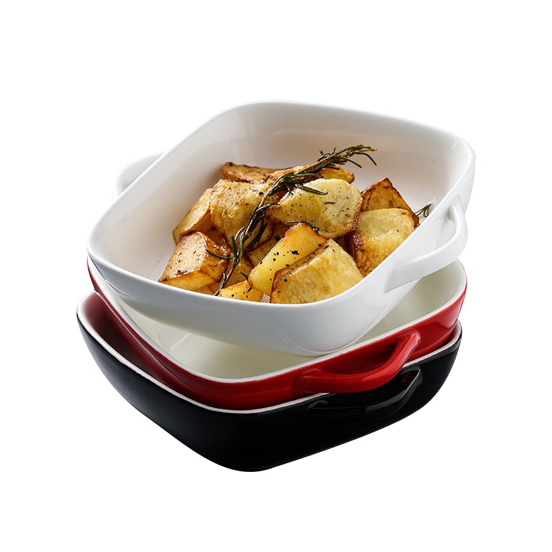 是尚 正方形带盖双耳陶瓷烤盘 焗饭碗