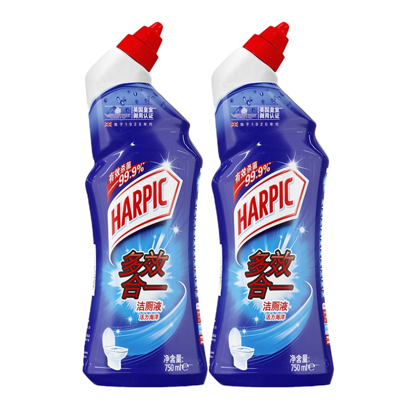 HARPIC多效合一洁厕液活力海洋750ml*2瓶百年洁厕品牌 洁厕液洁厕剂马桶清洁剂洁厕灵洁厕宝洁厕神器去异味去渍