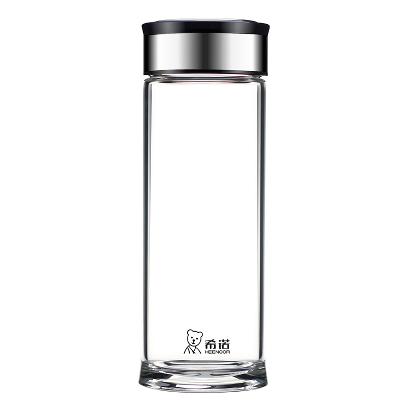 希诺 XN-6906 单层玻璃杯 455ml 耐热耐高温带盖泡茶杯车载男女水杯 (单位:个)