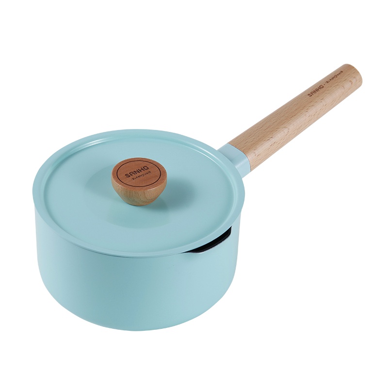 三禾Beautyouth小清新系列不粘锅宝宝热奶锅辅食锅煮粥炖锅泡面锅16CM青鸟蓝