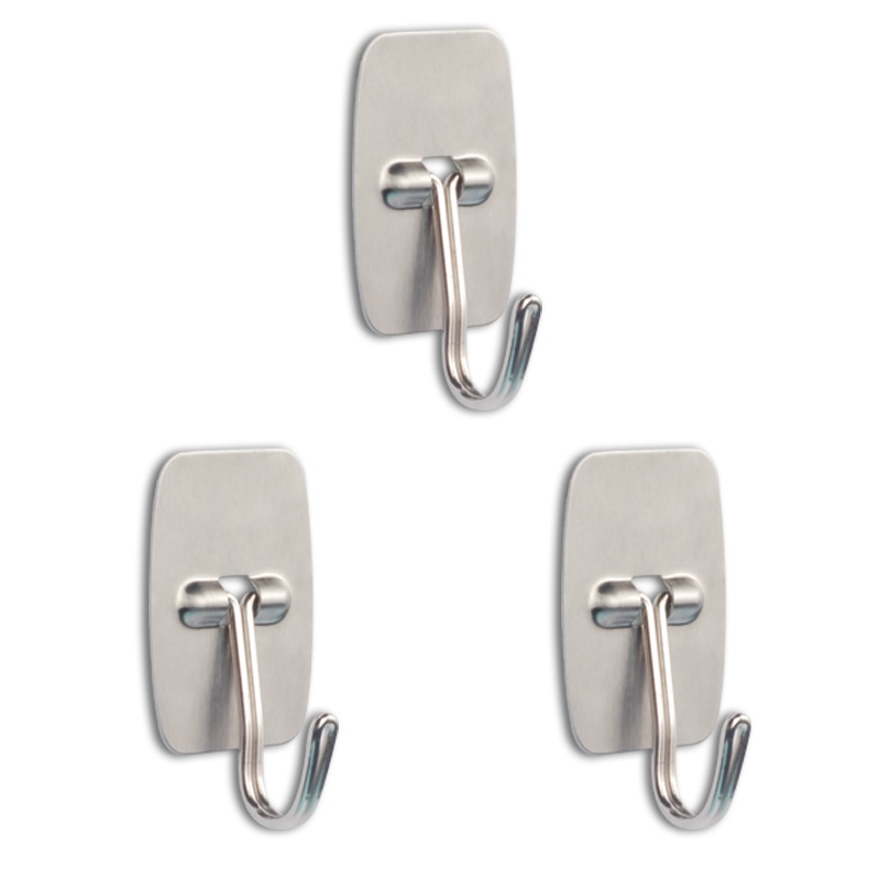 宜洁 加强力无痕粘钩家用粘胶贴挂钩宿舍门后免打孔勾墙壁墙面小不黏钩方形挂钩3个装*3组Y-9515