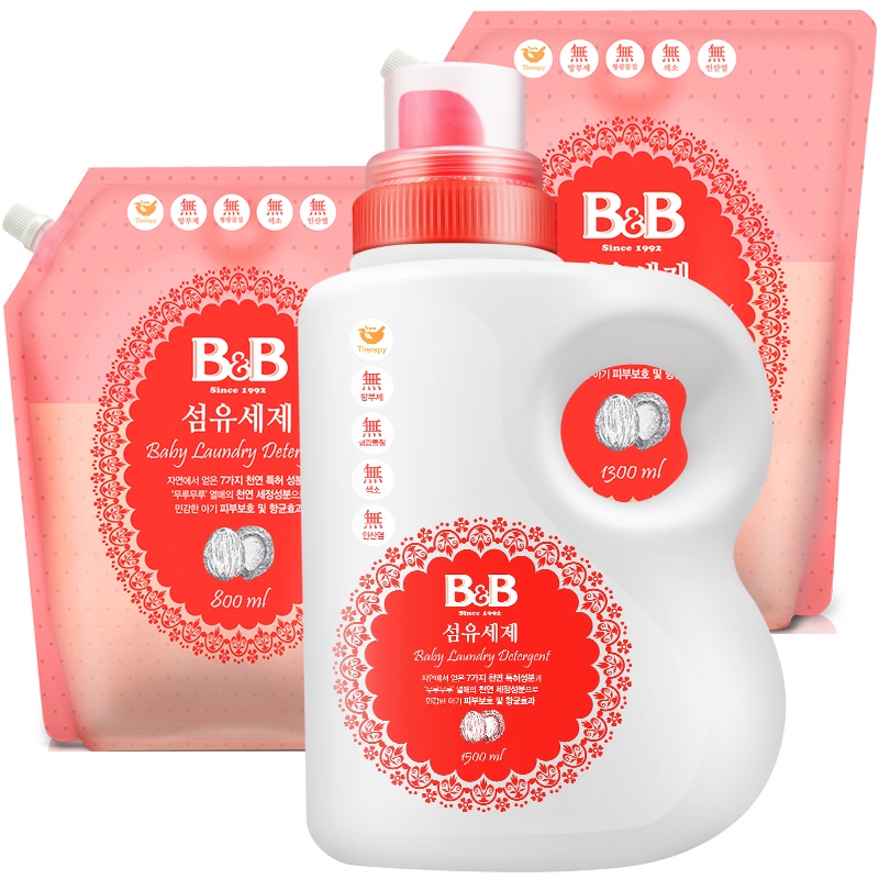 B&B保宁New 纤维洗涤剂 (香草香)1500ml*1瓶+1300ml*2袋 共4.1L
