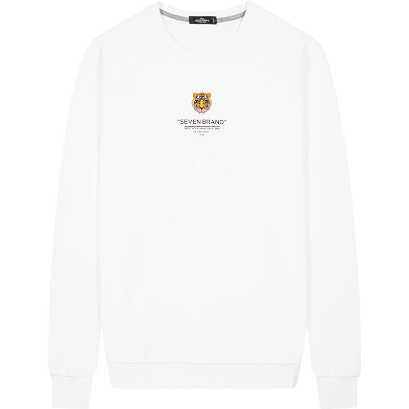 柒牌男装21春季长袖T恤男士上衣圆领套头卫衣百搭男T体桖打底衫