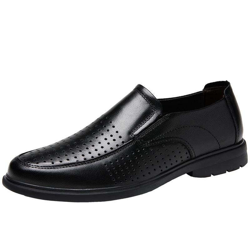 Rock Fairwhale洛克华菲男鞋男士皮鞋真皮头层牛皮德比黑色软底圆头商务正装鞋