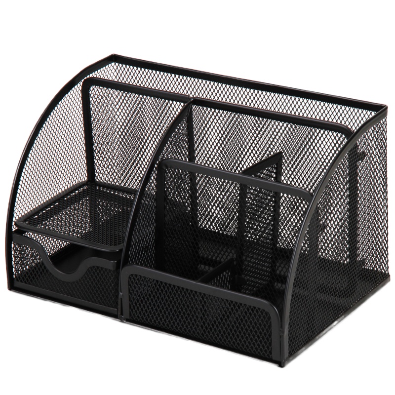 得力 9200 大气金属网纹多功能办公组合笔筒