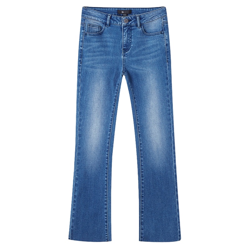 拉夏贝尔韩版时尚高腰裤子修身显瘦学生九分裤女微喇牛仔裤