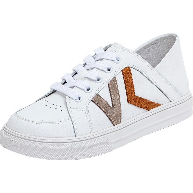 百田森春季新款真皮女子运动休闲鞋板鞋小白鞋百搭经典女鞋