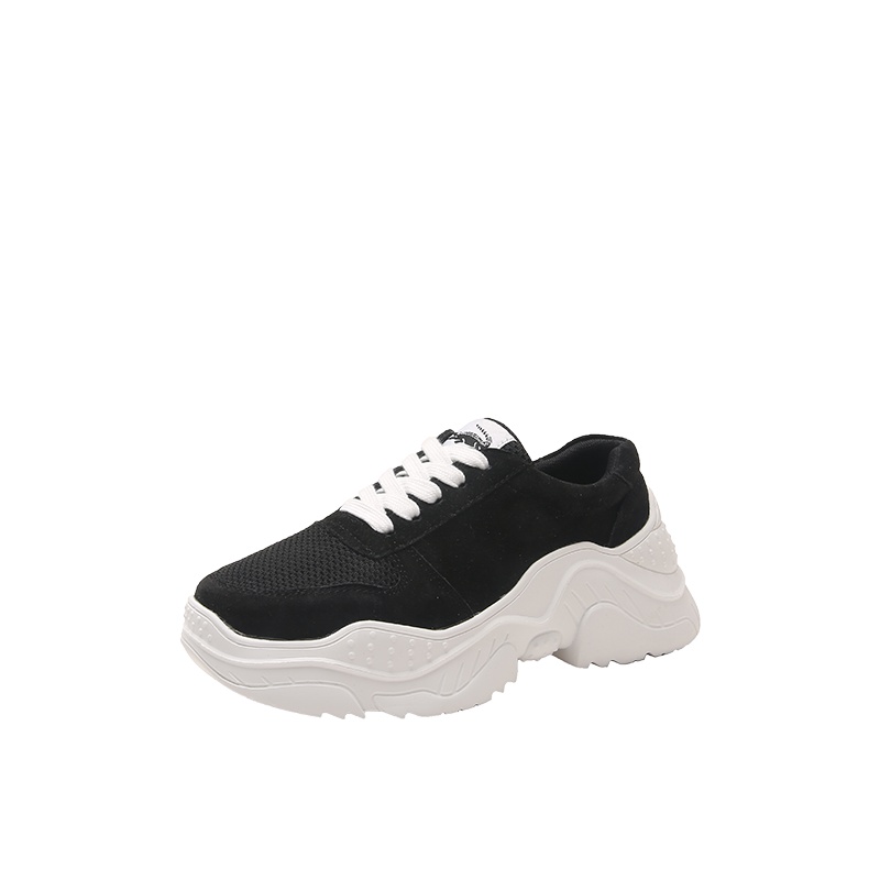 卡帝乐鳄鱼CARTELO19春季款女鞋内增高休闲鞋舒适系带厚底松糕鞋女士老爹鞋