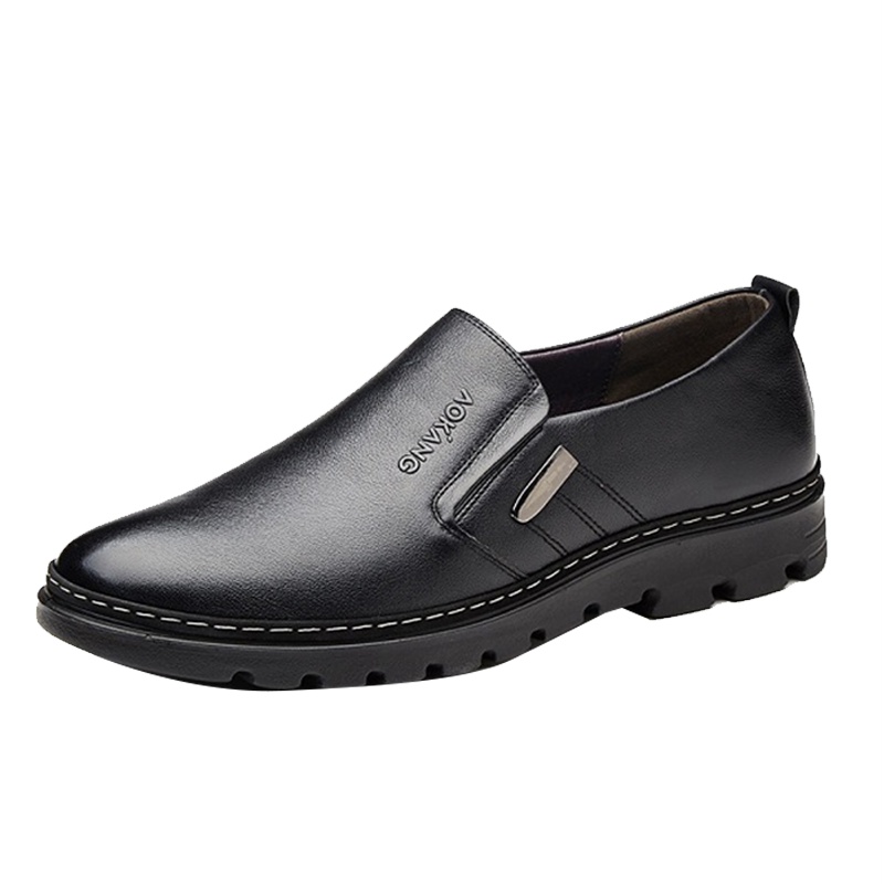 奥康男鞋休闲皮鞋英伦商务休闲鞋男低帮套脚单鞋