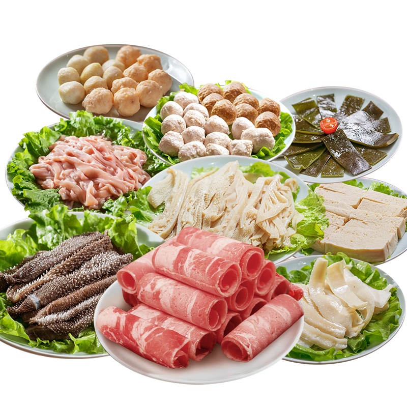 [送牛油锅底]今锦上 火锅食材四人套餐 1930g 含10种生鲜火锅食材 牛肉卷 毛肚 鸭肠 黄喉 千层肚 鱼丸+虾丸等