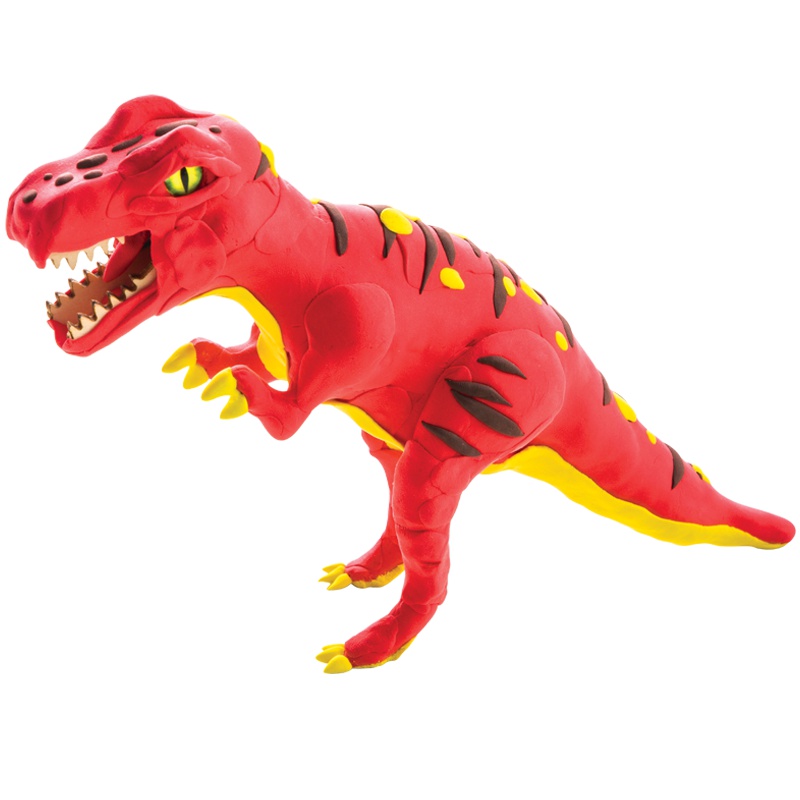 若态若小贝恐龙黏土 超轻粘土橡皮泥无毒手工彩泥太空泥儿童立体拼插拼图恐龙模型玩具 FY01霸王龙