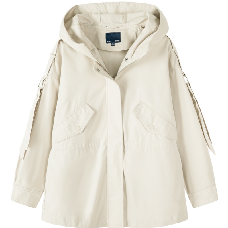 Semir森马风衣女2020春季新款连帽宽松oversize外套字母刺绣休闲学生潮