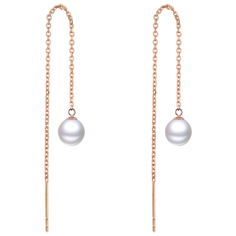 佰色传情(BRIR)正圆强光18K淡水珍珠耳饰耳环经典百搭K金耳坠