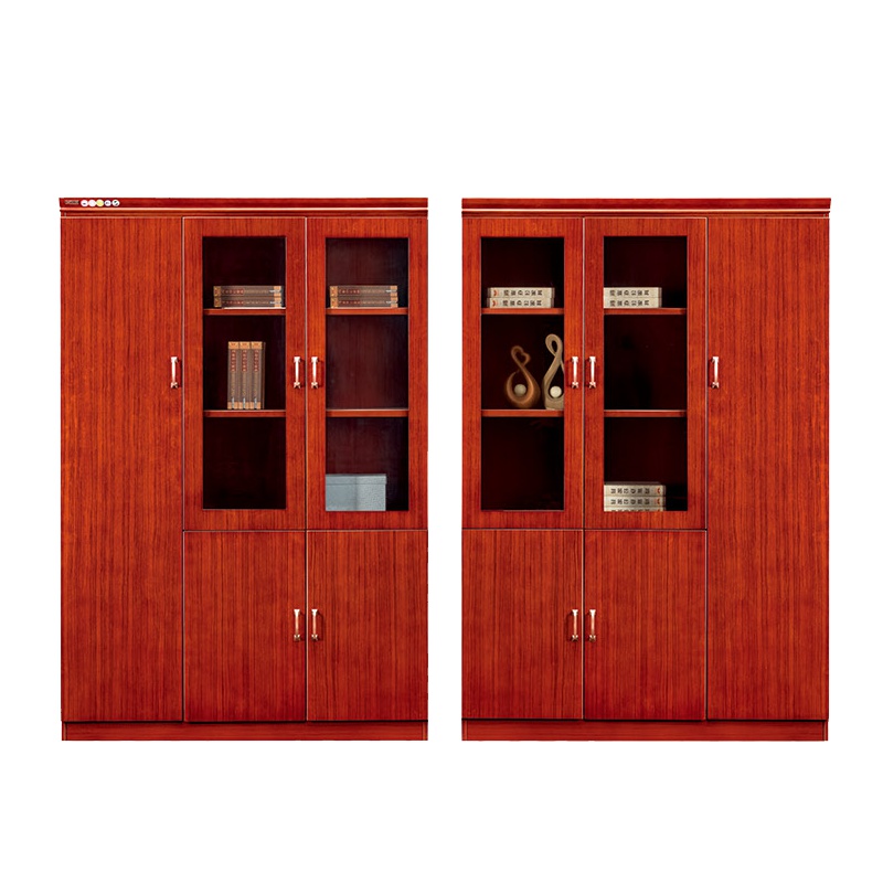 鸿业盛大FSH-C0405右开门三门书柜办公室柜子文件柜木质资料柜油漆实木皮书柜储物柜书柜1350L*420W*2000