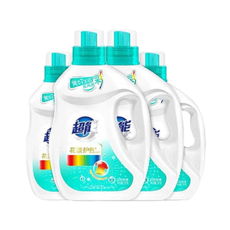 WQLQ超能 花漾护色洗衣液12斤箱装:1kg*2+2kg*2 防串色 香气清新自然