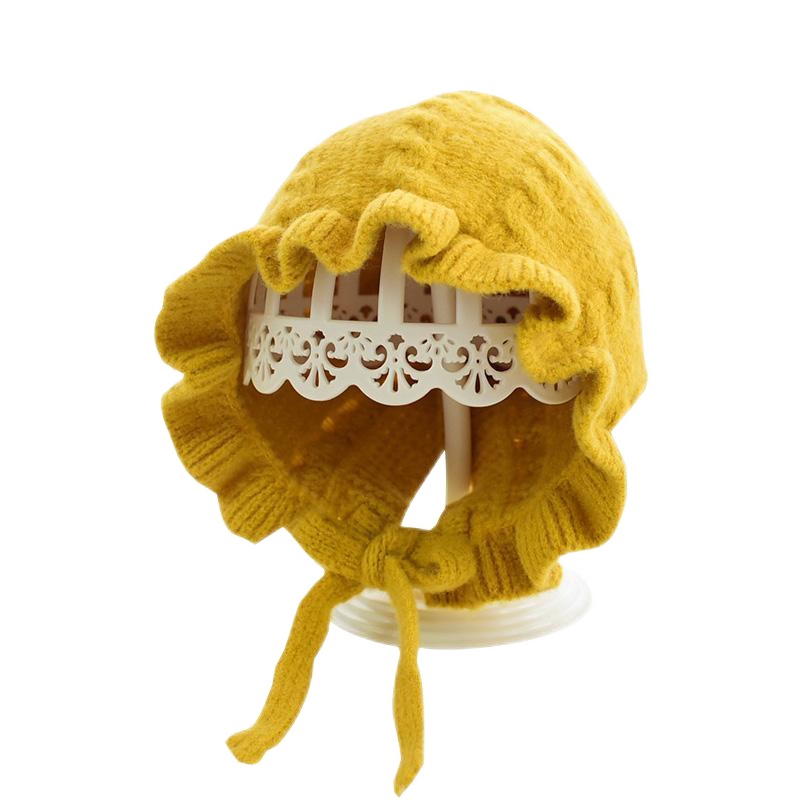 婴儿帽子秋冬季女宝宝保暖毛线帽公主帽5个月-2岁女童护耳针织帽臻依缘