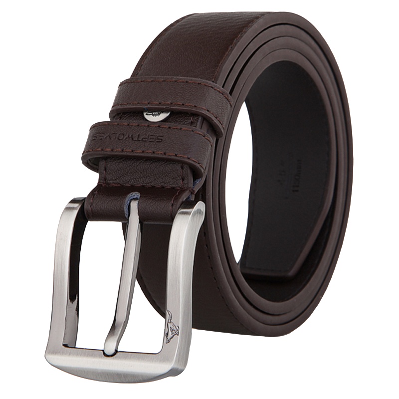 七匹狼(SEPTWOLVES) 男士真皮皮带 休闲商务牛皮腰带 韩版针扣裤带