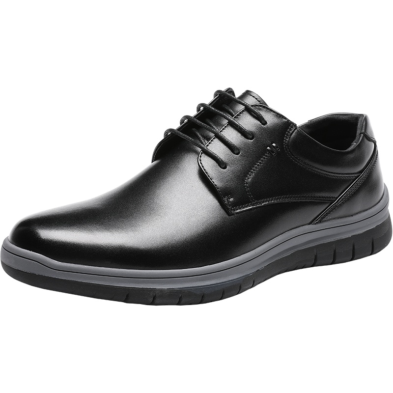 红蜻蜓男鞋2020秋季新款真皮商务系带厚底皮鞋男英伦复古鞋