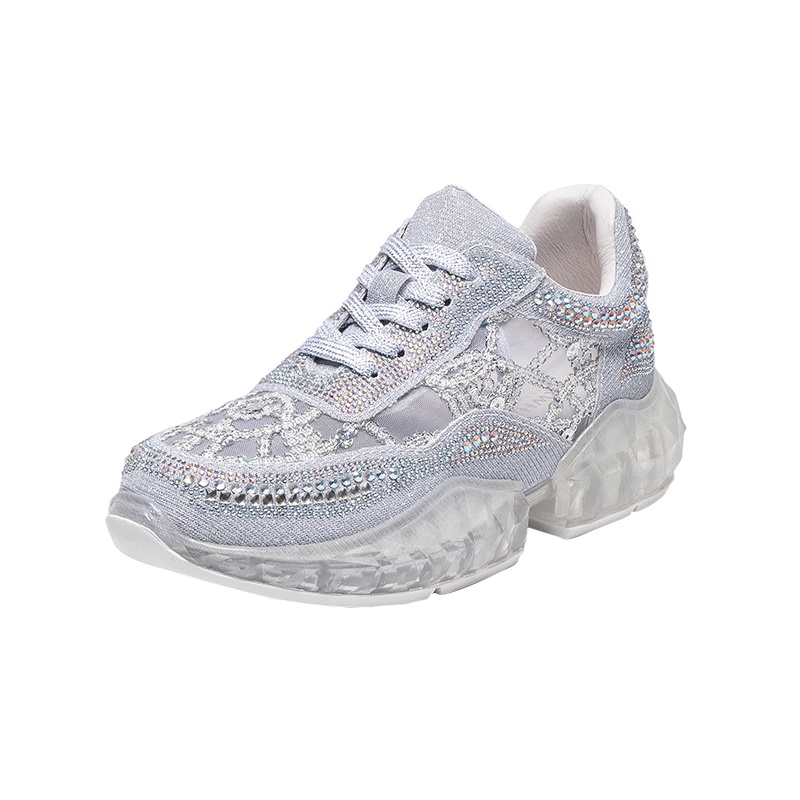 马克华菲老爹鞋女2020新款透气网纱果冻水晶底休闲运动鞋女