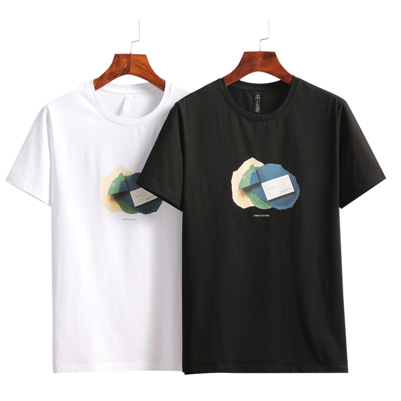 庄吉 2019新款夏季男士短袖t恤韩版潮流圆领体恤半袖印花休闲上衣JU-SY-28060