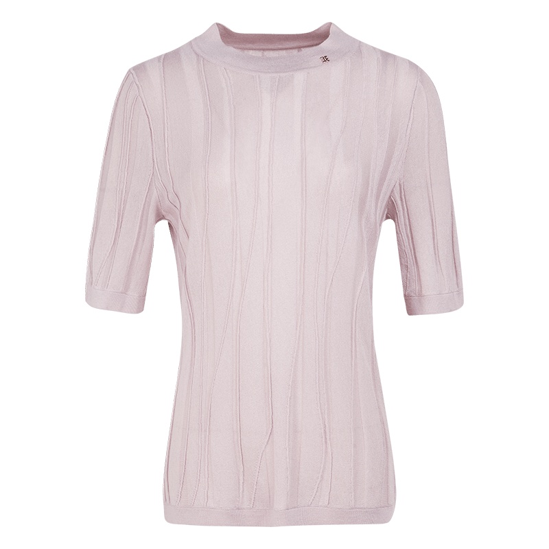 晚白2019夏季新品上衣纯色短袖小半高领常规款直筒套头针织衫T恤女