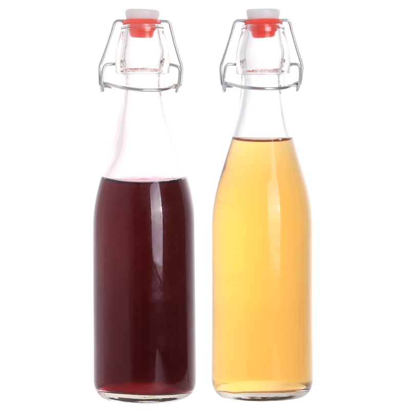 拜杰(Baijie)多功能加厚玻璃密封罐 2只装 牛奶瓶500ml果汁瓶储藏瓶 果酒瓶 卡扣密封瓶酒瓶 CP-202