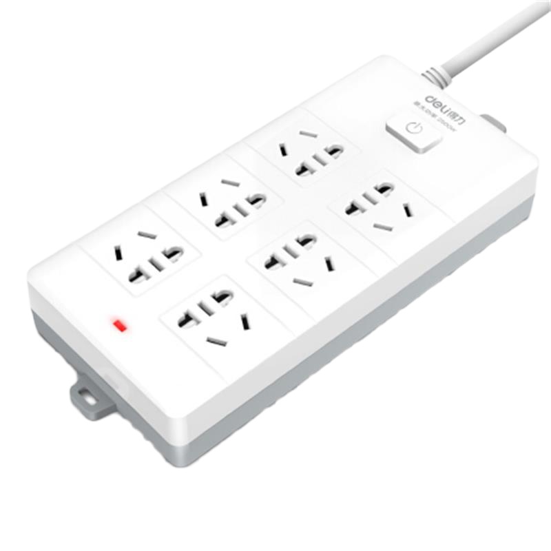 得力(deli)电源插座新国标安全插座/插排/插线板/接线板/排插/拖线板18264 6位组合孔10米5