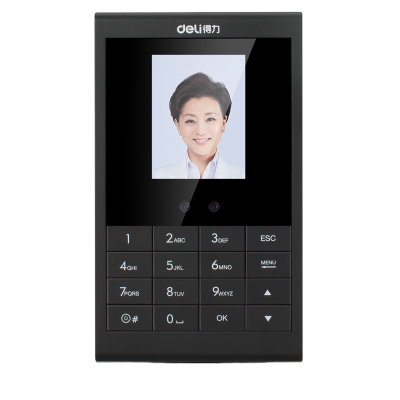 得力deli 3764人脸考勤机打卡机 人脸签到机考勤机 面部刷脸识别打卡器 黑色