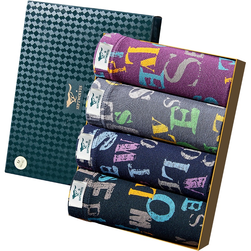 七匹狼 | [纯棉]4条装内衣青少年男生短裤头男式纯棉内裤男士平角款