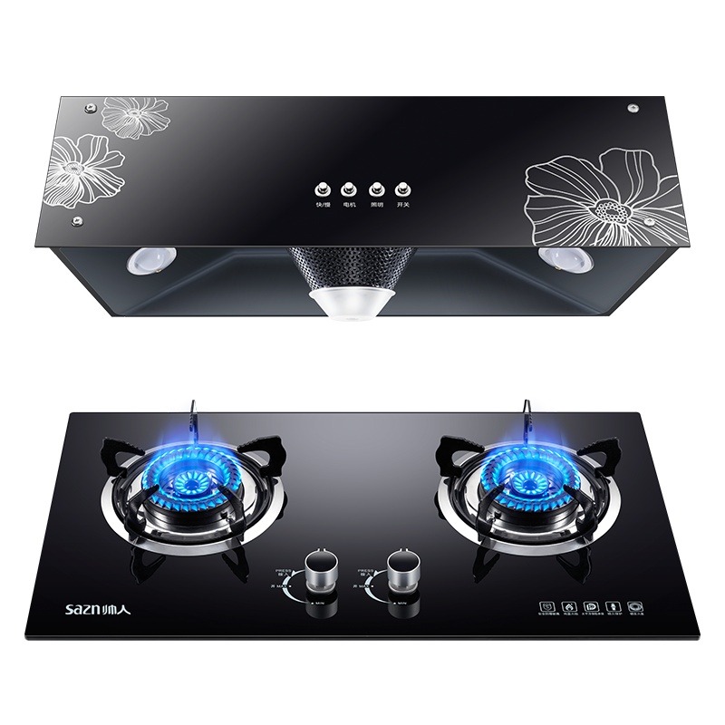 帅人(sazn)油烟机燃气灶套餐中式烟机顶吸烟灶套装脱排式烟机大火力燃气灶套餐A3+706S液化气安装款