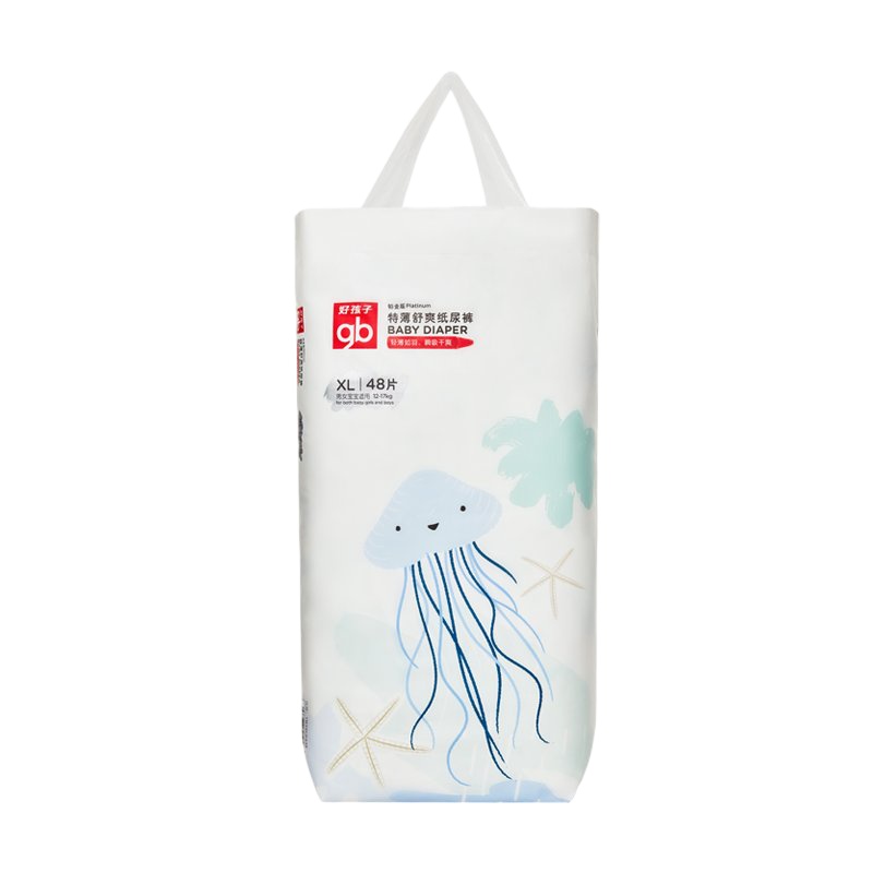 好孩子海洋世界特薄舒爽纸尿裤铂金版XL号48片装