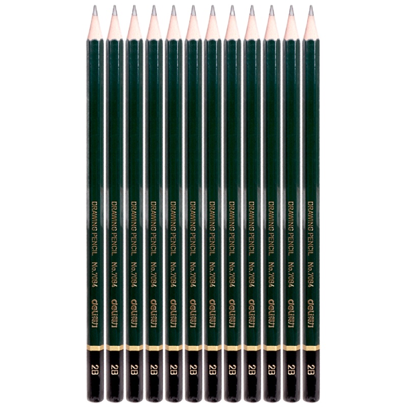 得力7084铅笔-(2B)高级绘图铅笔(绿色)